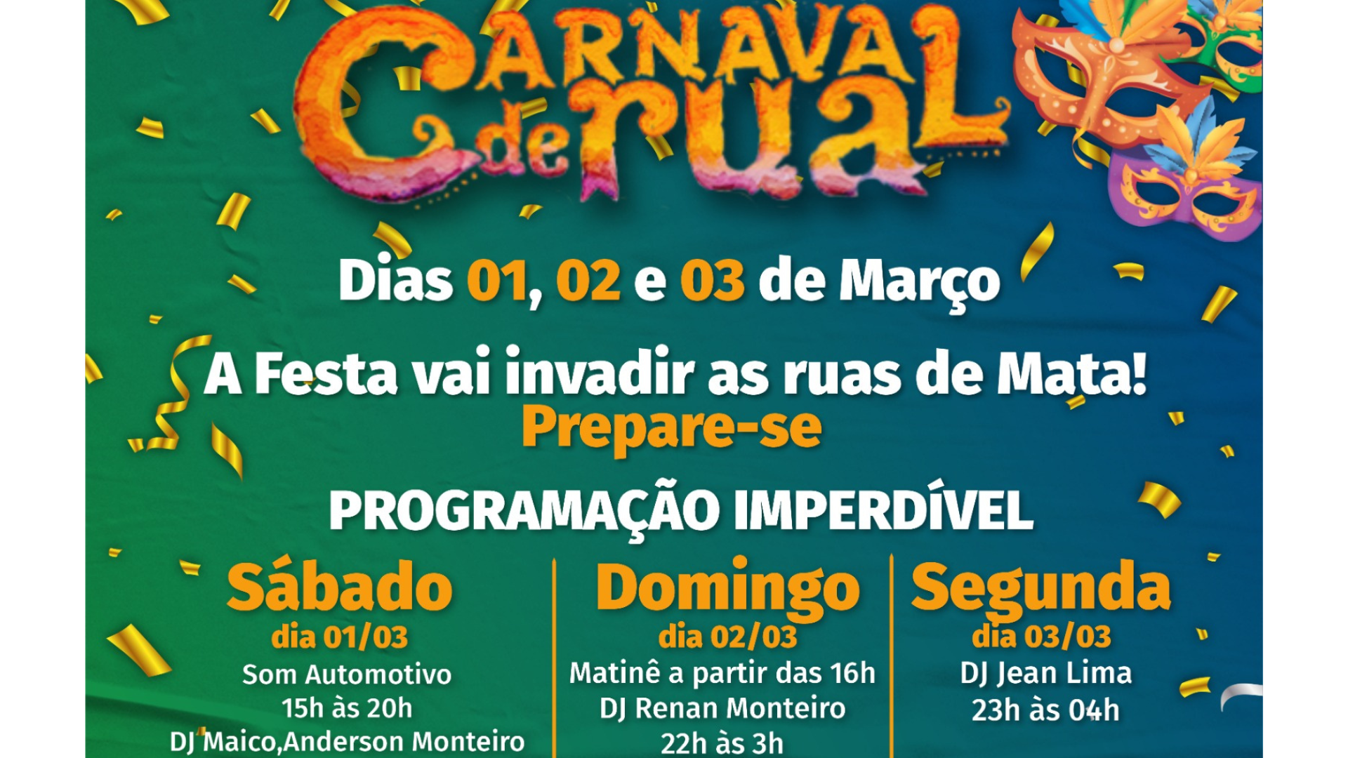 🎉 CARNAVAL DE RUA EM MATA/RS - 01, 02 E 03 DE MARÇO 🎉