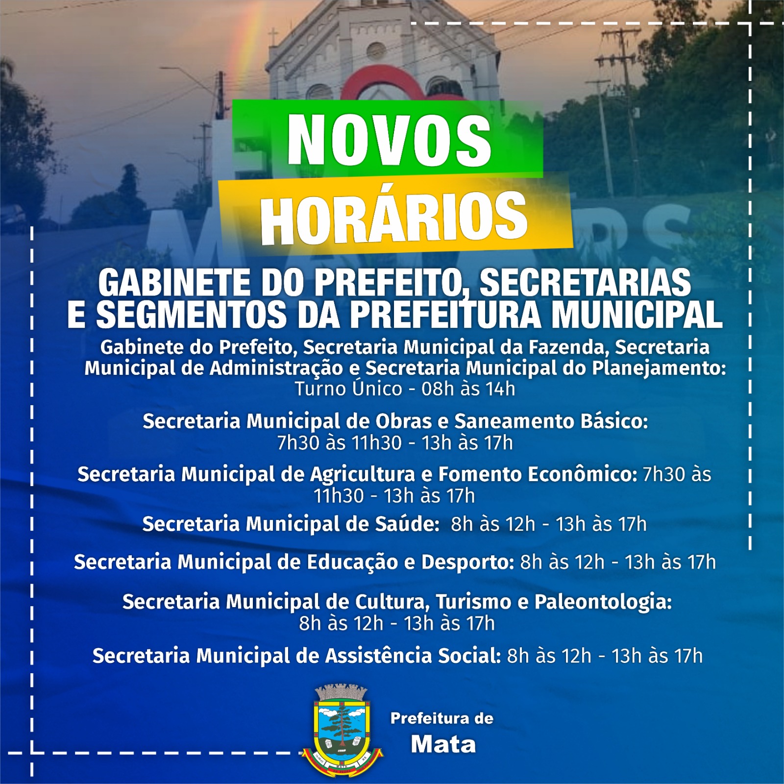 Confira os Novos Horários da Prefeitura e das Secretarias.