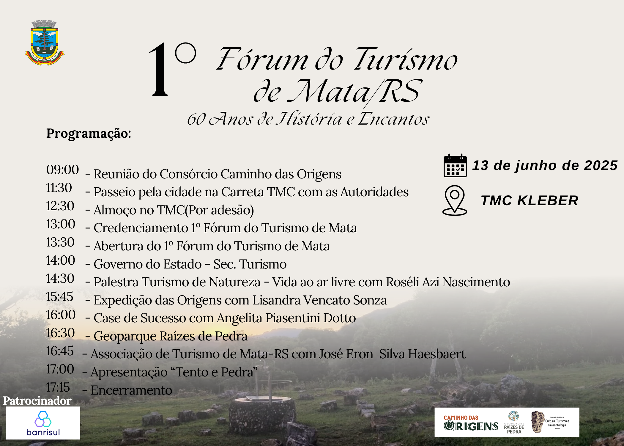 Convite 1º Fórum do Turismo de Mata/RS - 13/06 